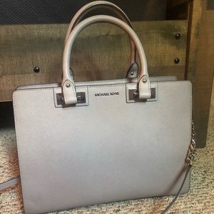 Michael Kors “Quinn” Satchel in Pearl Grey